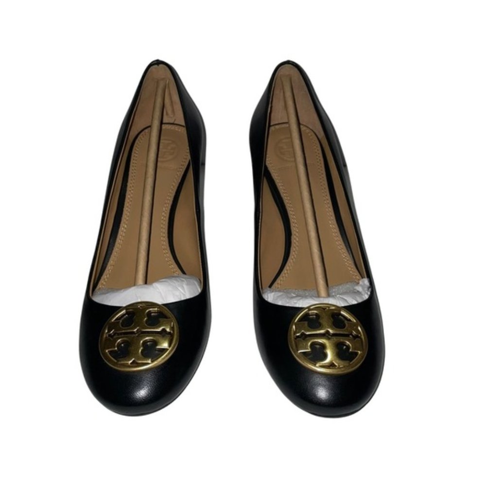📂 Tory Burch Chelsea 65mm Wedge Pumps Napa Leather Black New In Box w/ Dust Bag_2